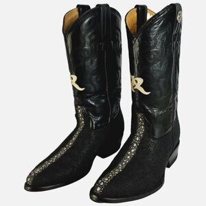 Stingray Cowboy Boots Rogers Black Exotic Western Men’s US 8.5 Pull On Like New